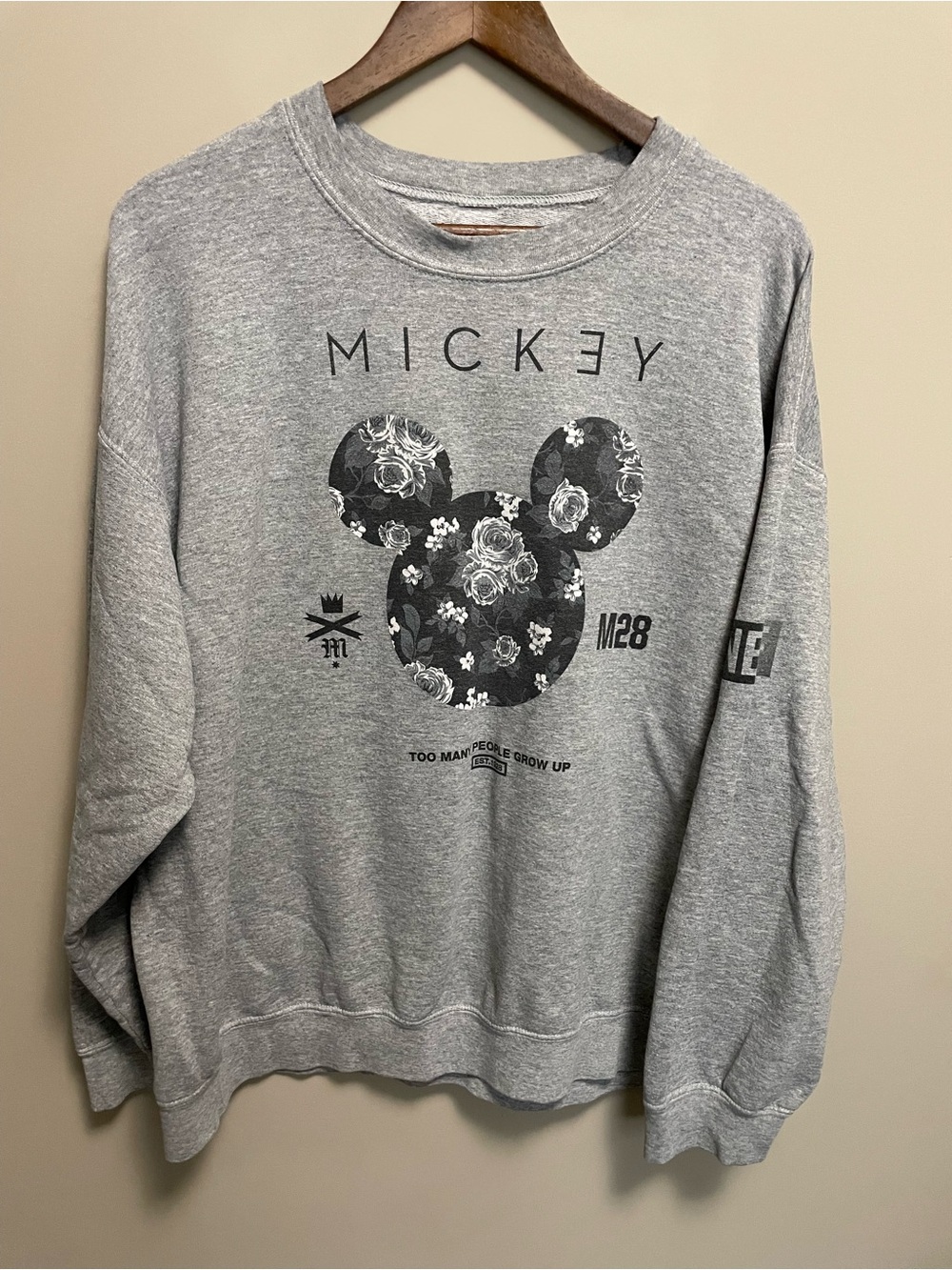 Mickey x Neff Grey Crewneck Sweatshirt Men Women XL